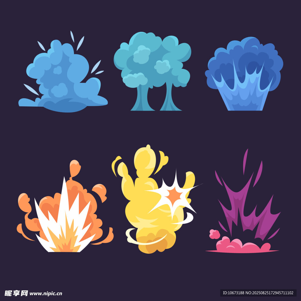 爆炸烟雾特效插画元素