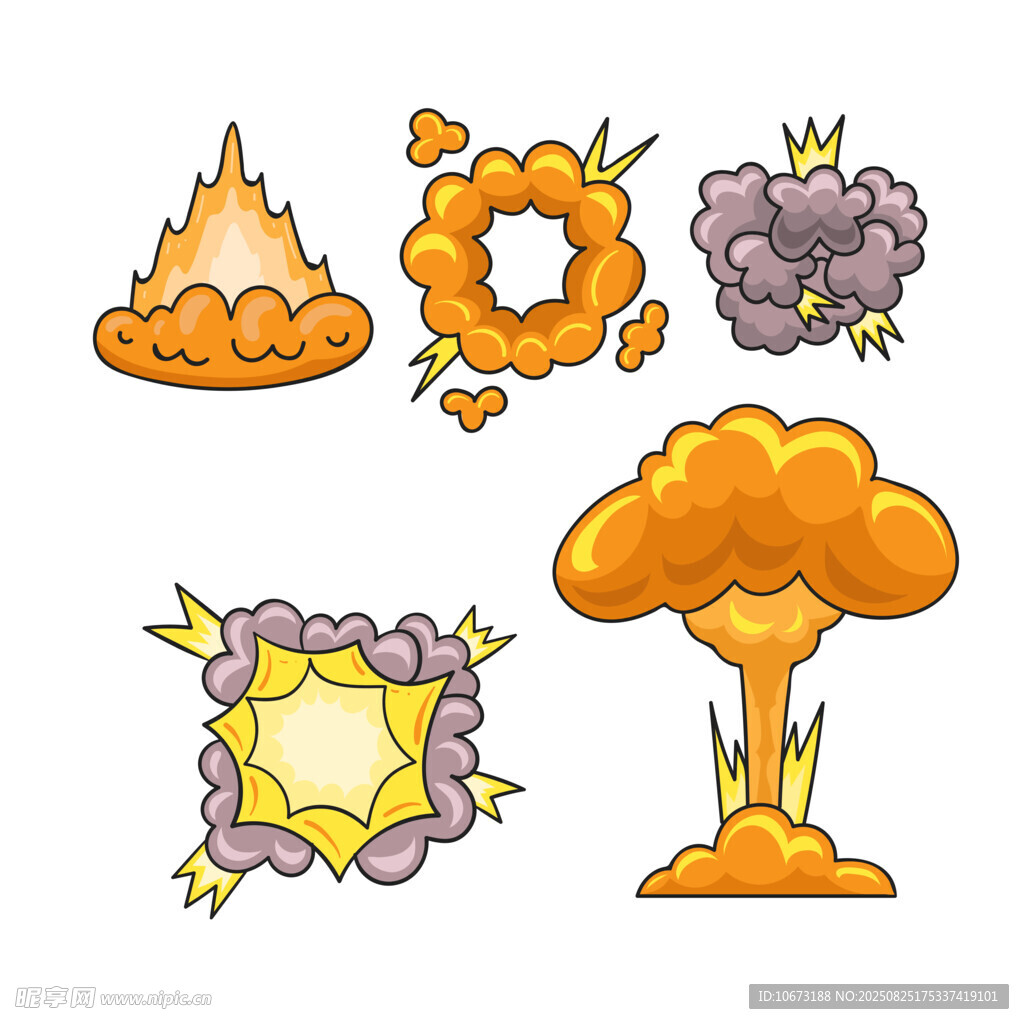 卡通风格爆炸特效元素集