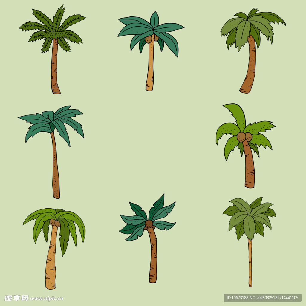 多样棕榈树插画集合