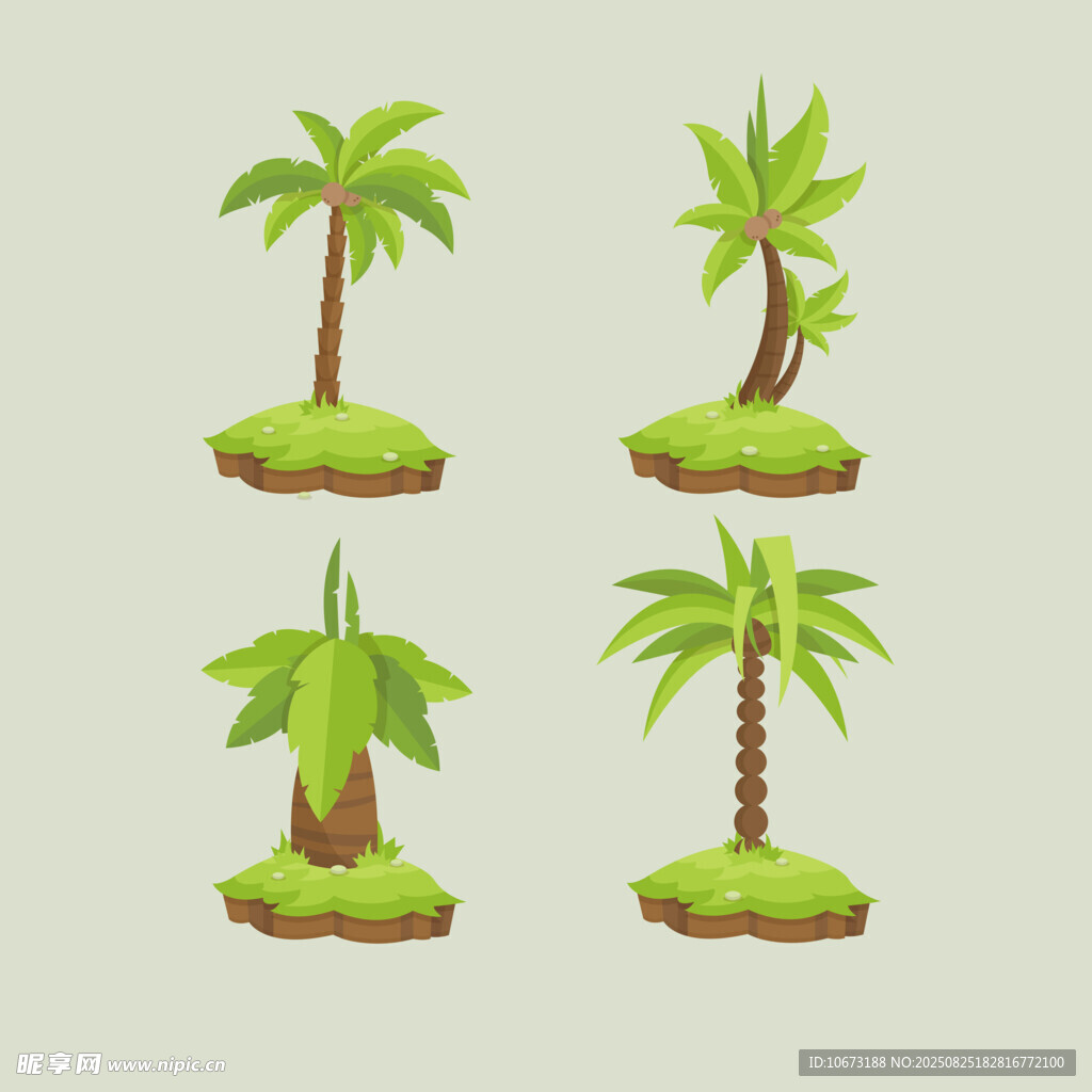卡通风格棕榈树插画