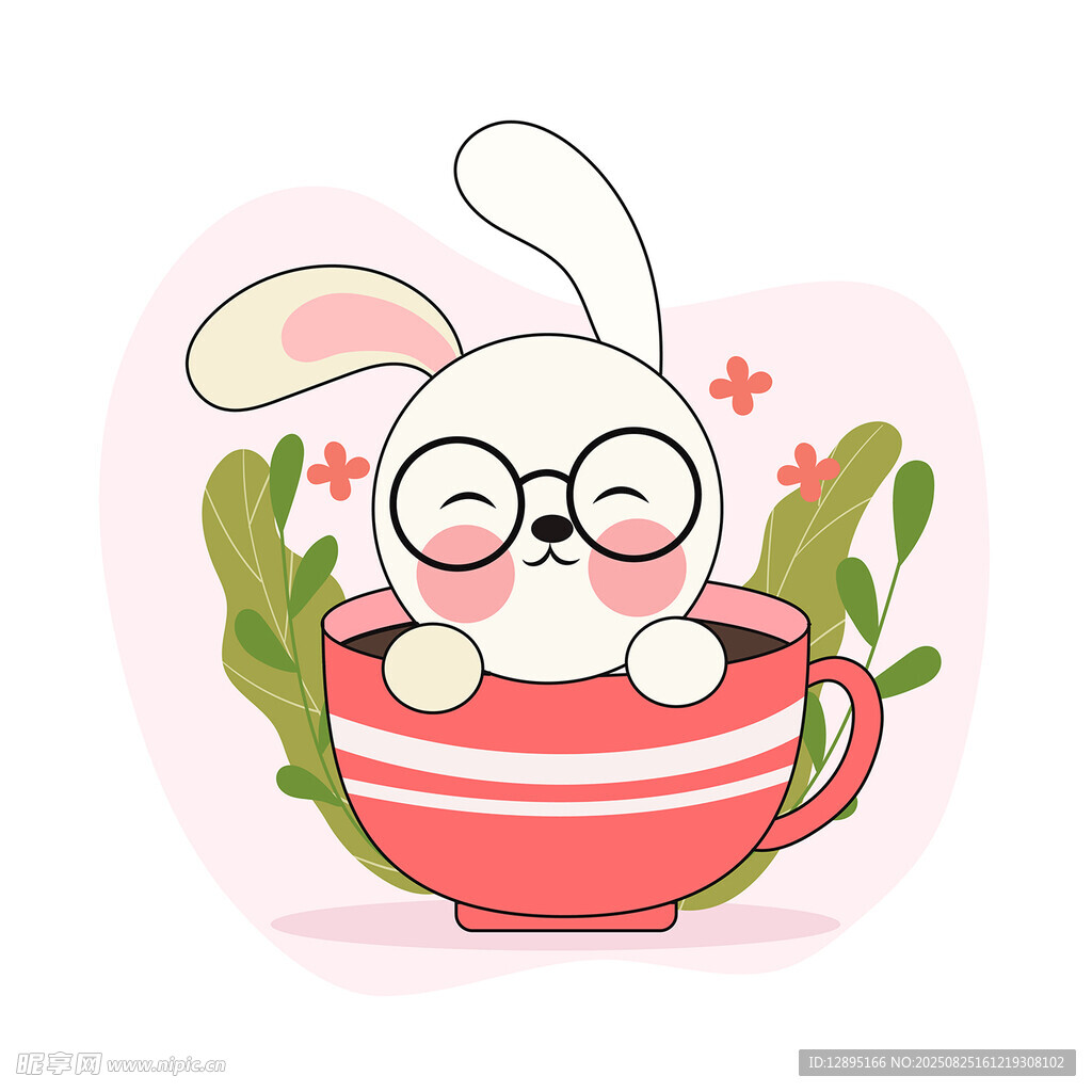 杯中小兔萌趣可爱