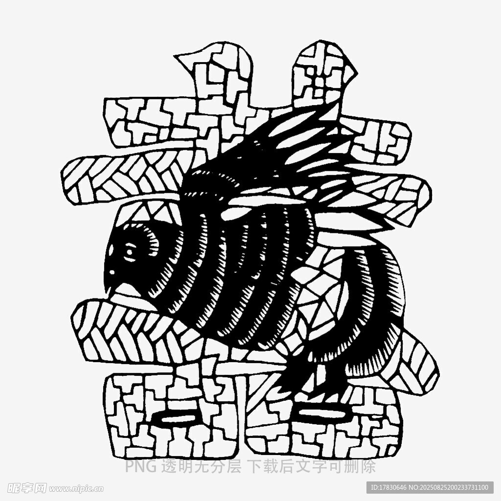 抽象几何风格飞鸟图案