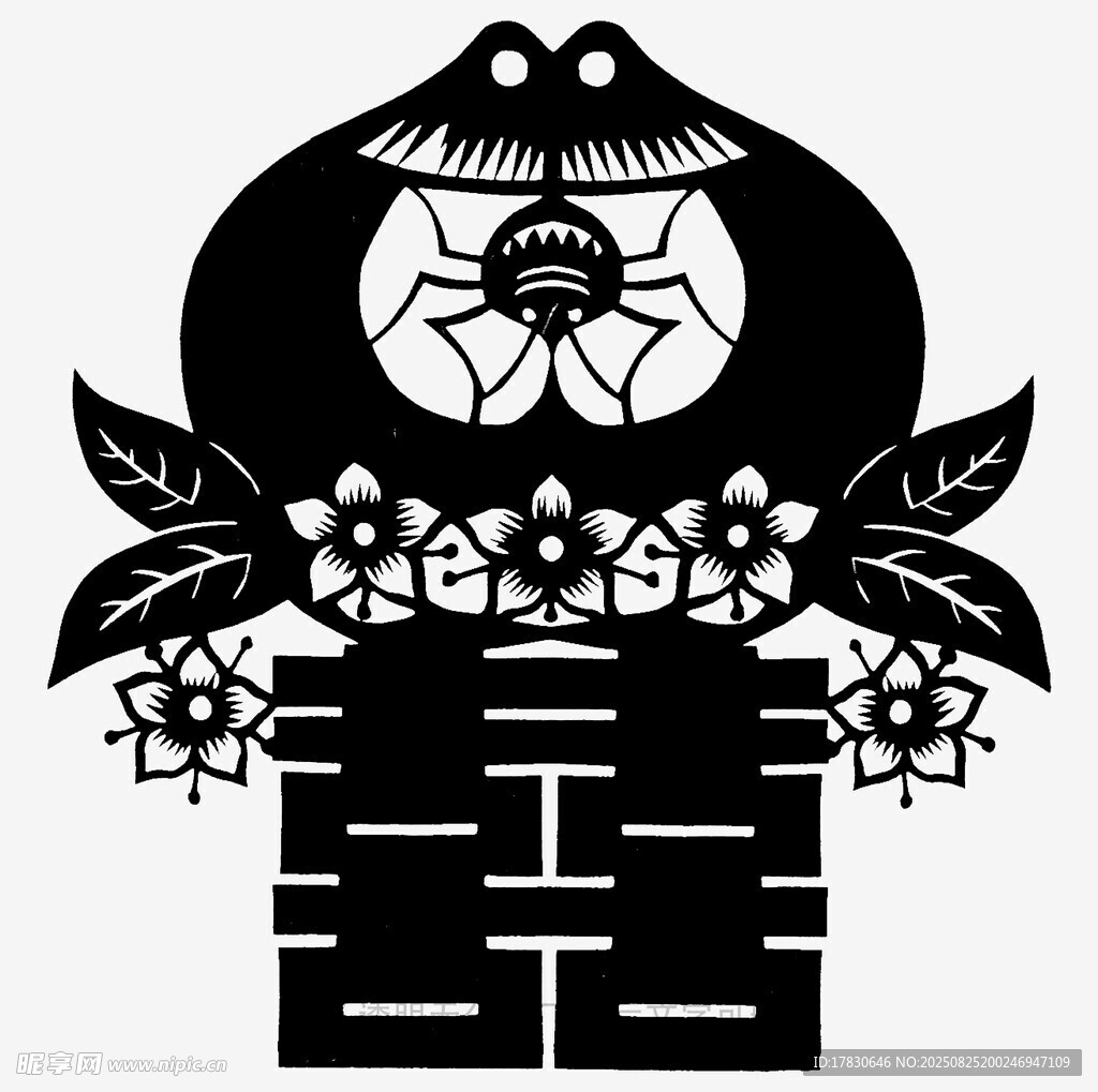 传统剪纸喜字花鸟图案