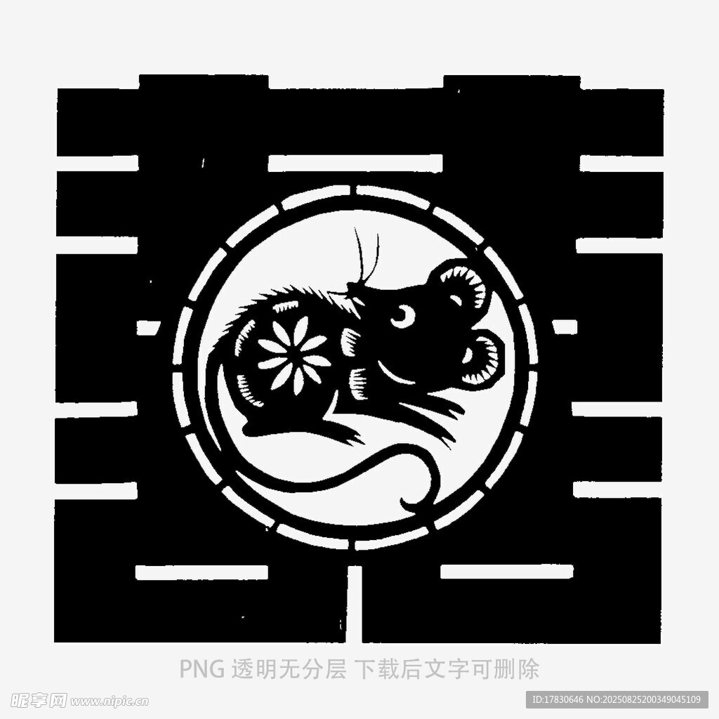 中式圆形窗棂上的昆虫图案