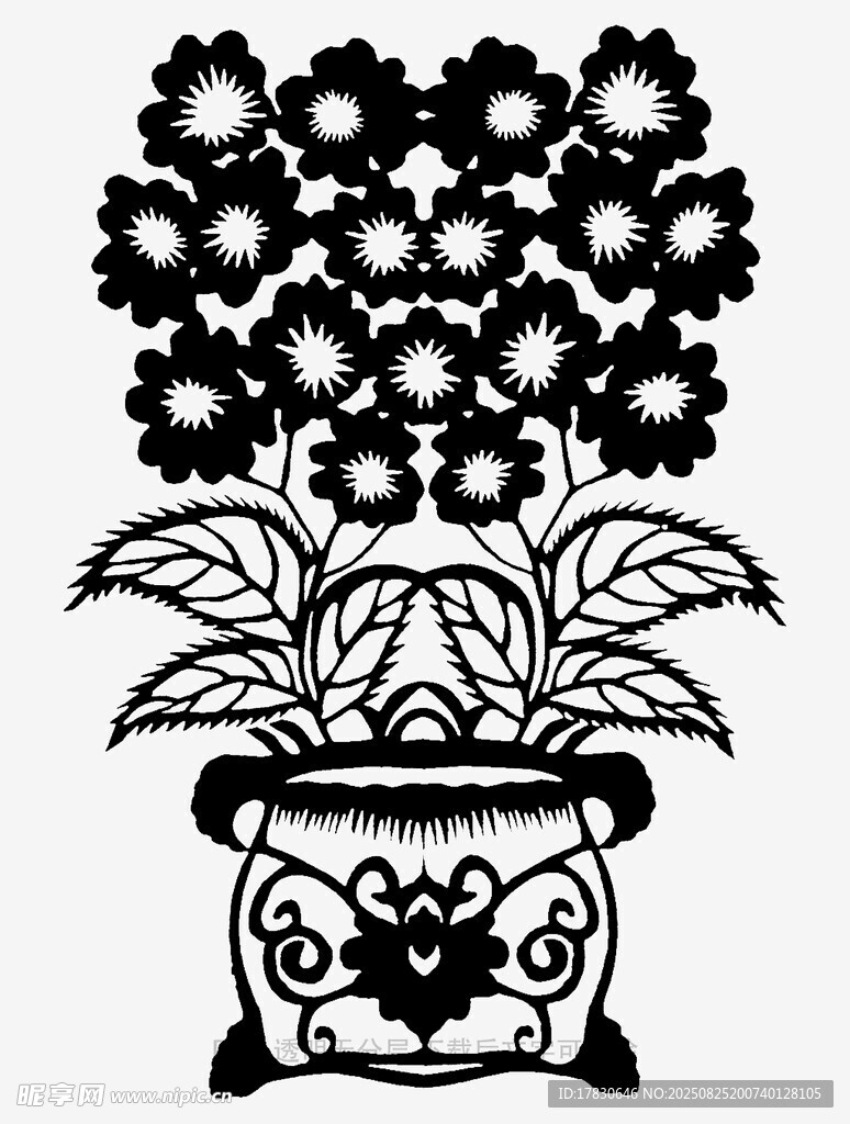 花盆中的花卉图案