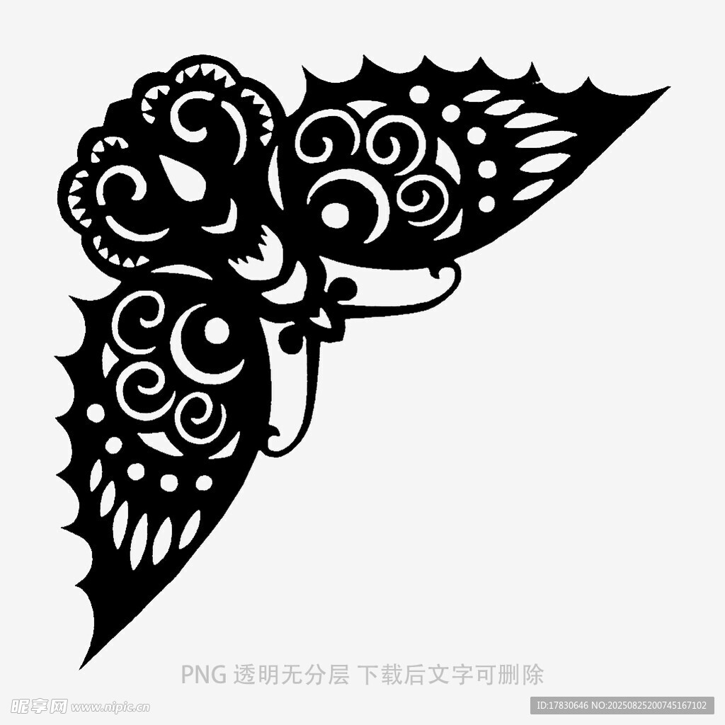 精致黑蝴蝶剪纸图案