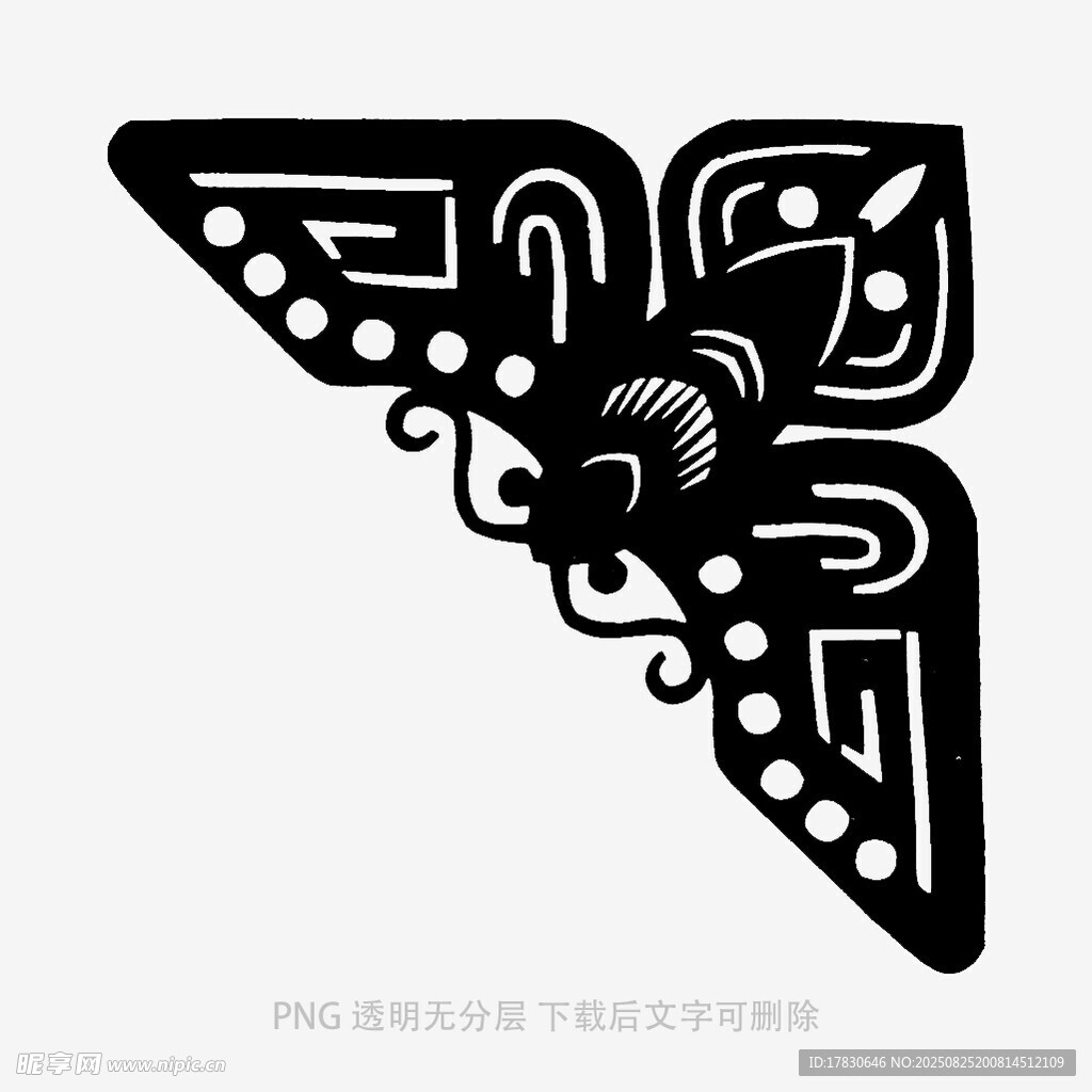 中式传统蝴蝶形角花图案
