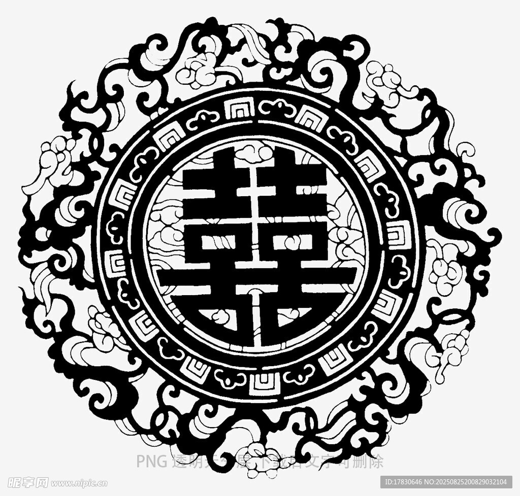 中式传统双喜装饰图案