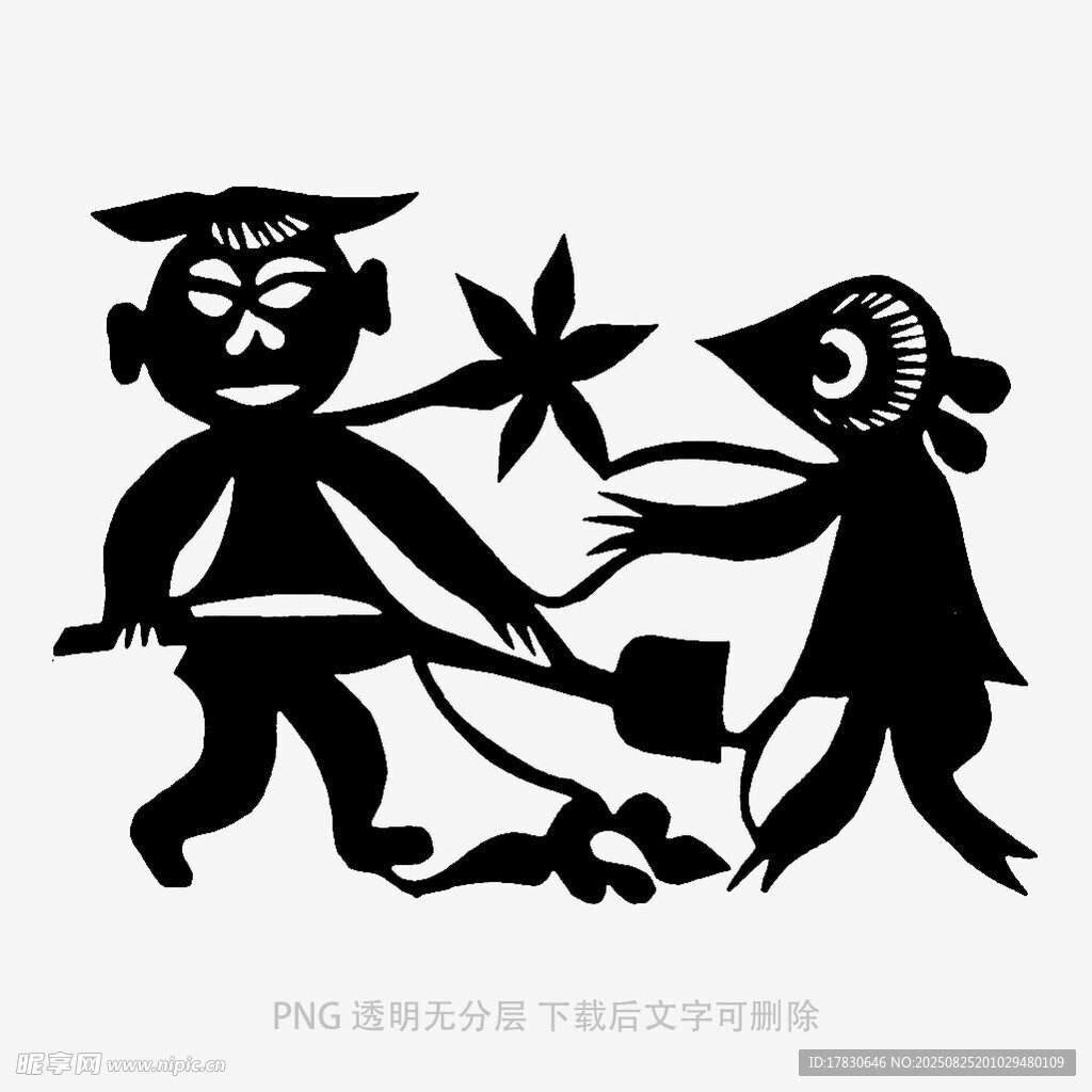 儿童持械嬉戏剪影