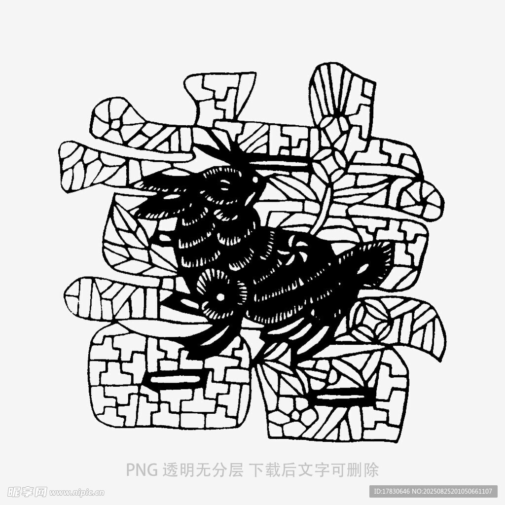 抽象几何构成的鱼形图案