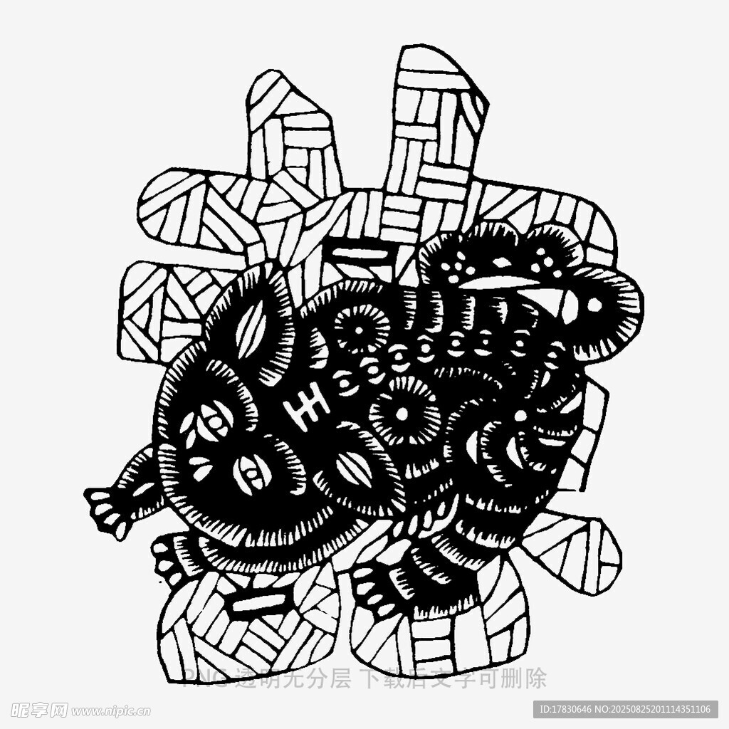 黑白机械风机器人插画