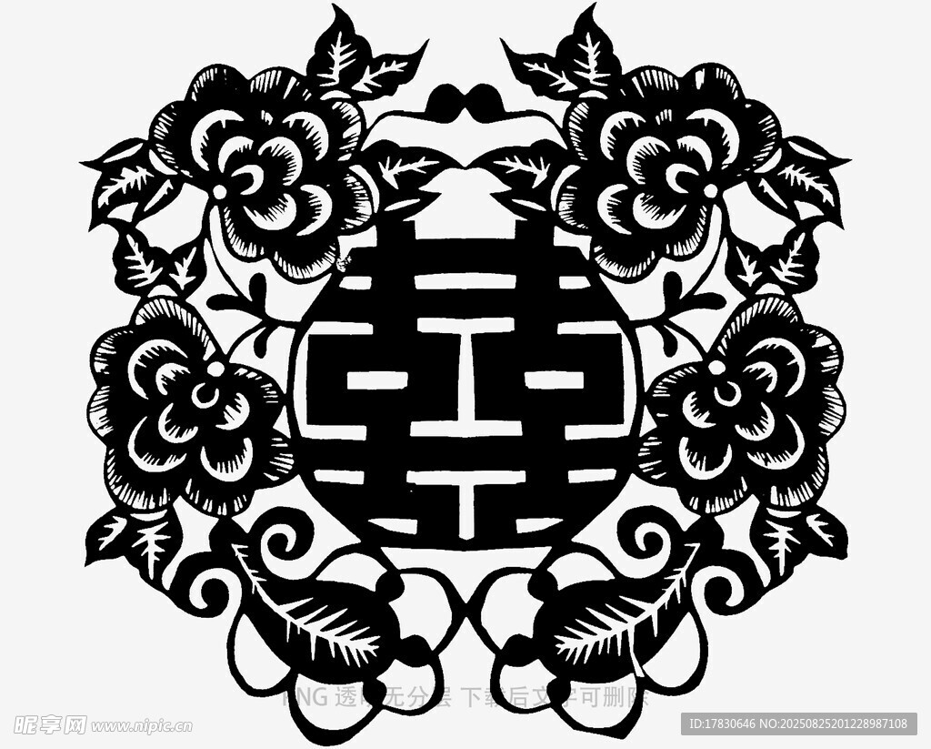 中式双喜玫瑰传统图案