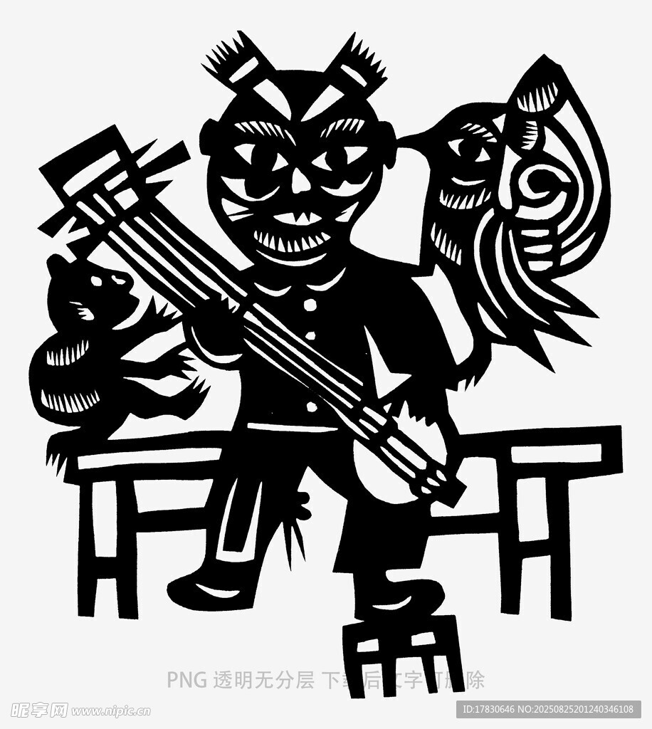 民间艺人弹拨传统乐器