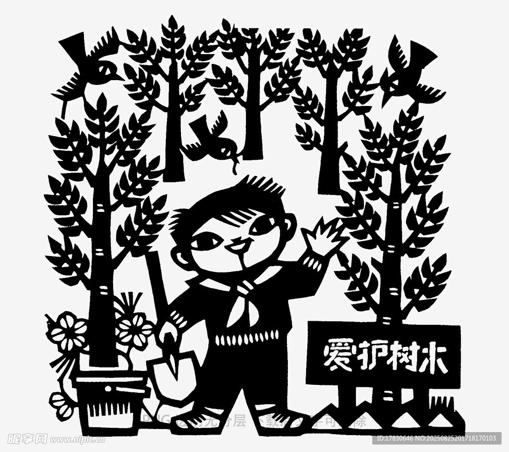 儿童植树场景