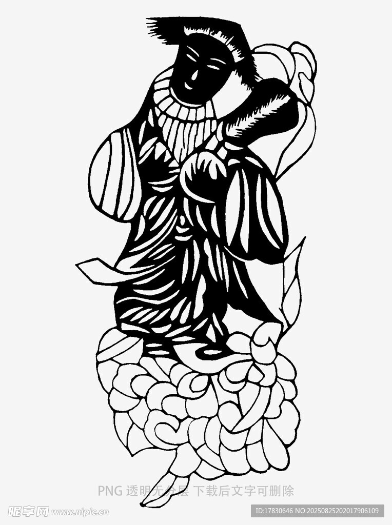 传统黑白人物神话插画