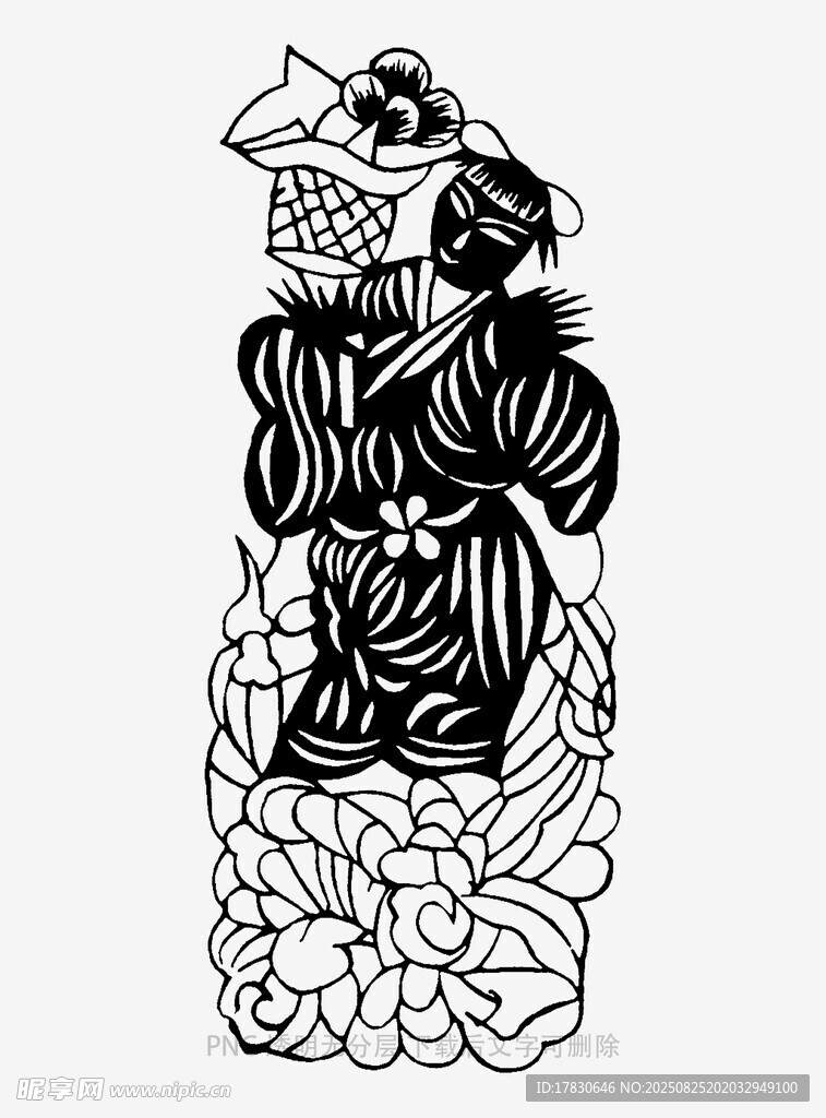 传统戏曲人物黑白插画