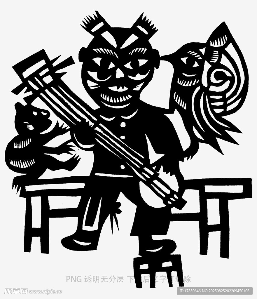 民间艺人弹奏表演场景
