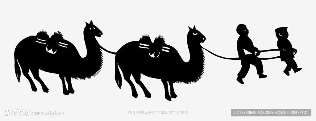 沙漠中牵骆驼的旅人