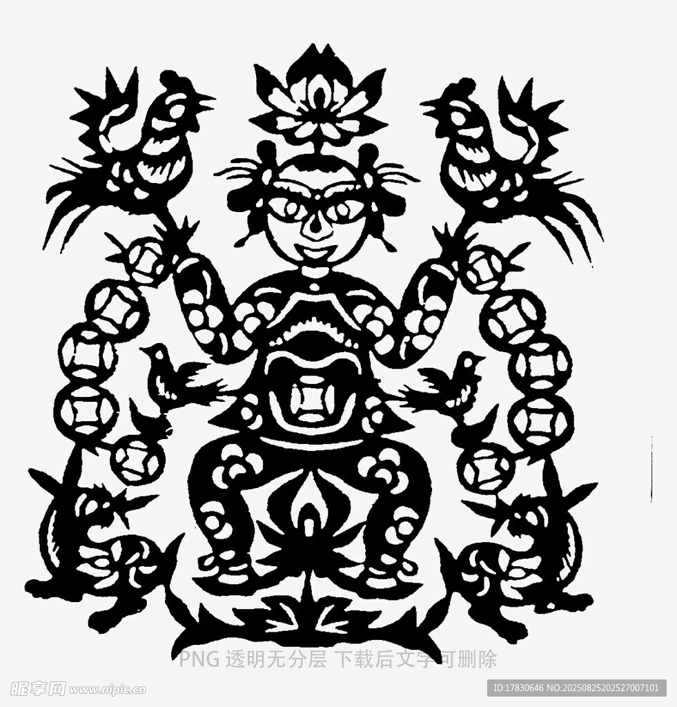 传统剪纸风格的神秘神像