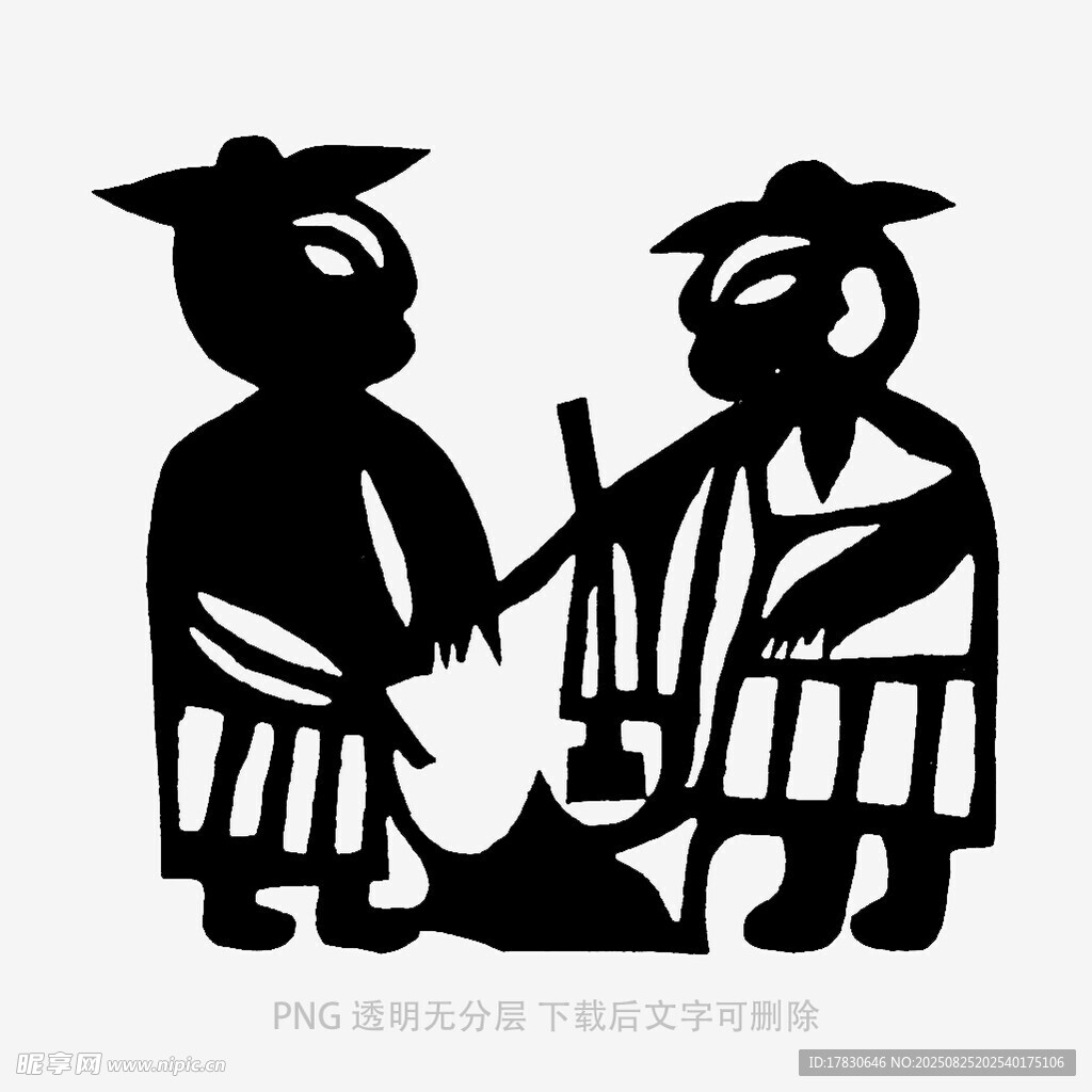 古代劳作人物剪纸形象