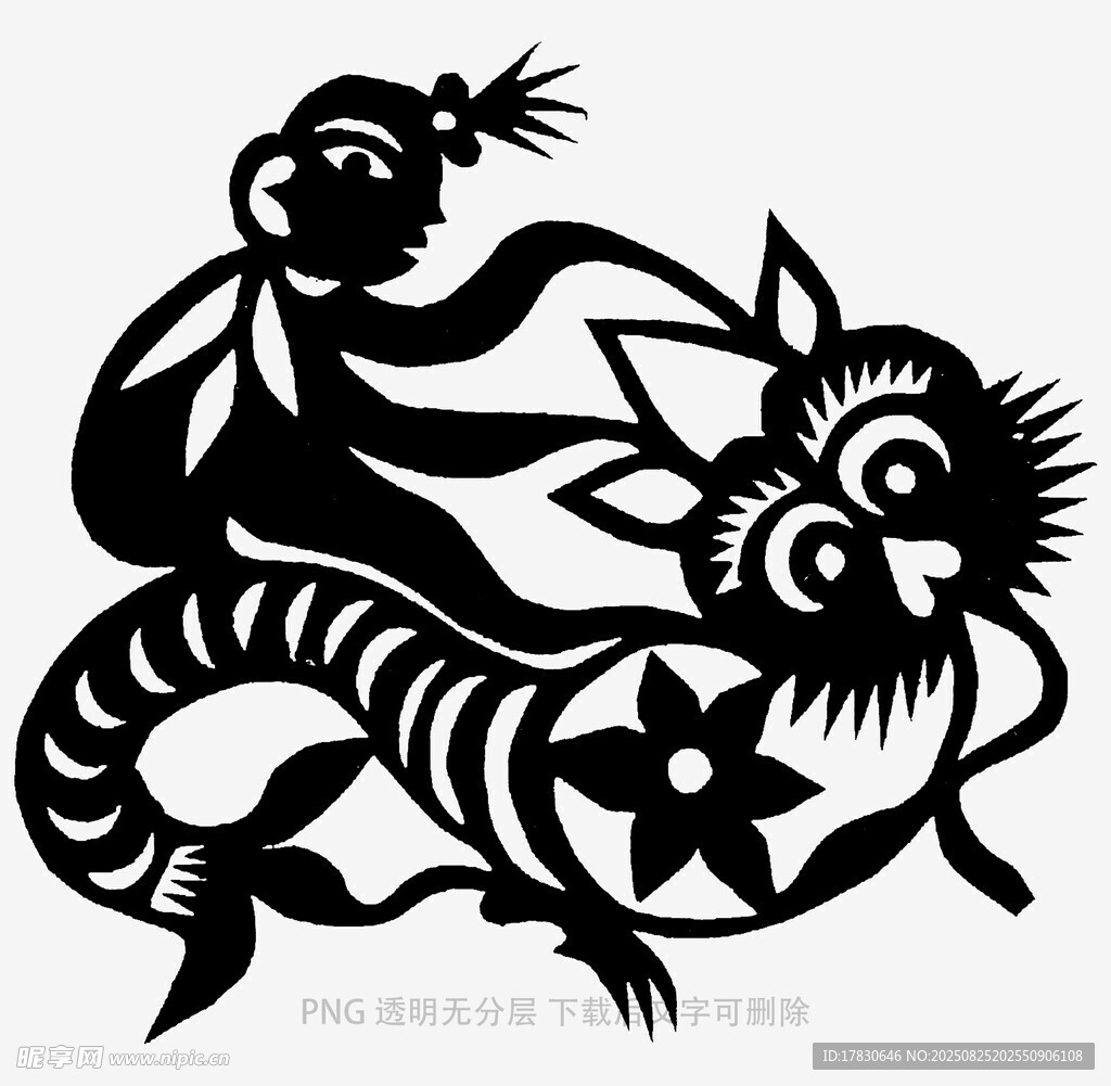 传统剪纸风格的龙图案