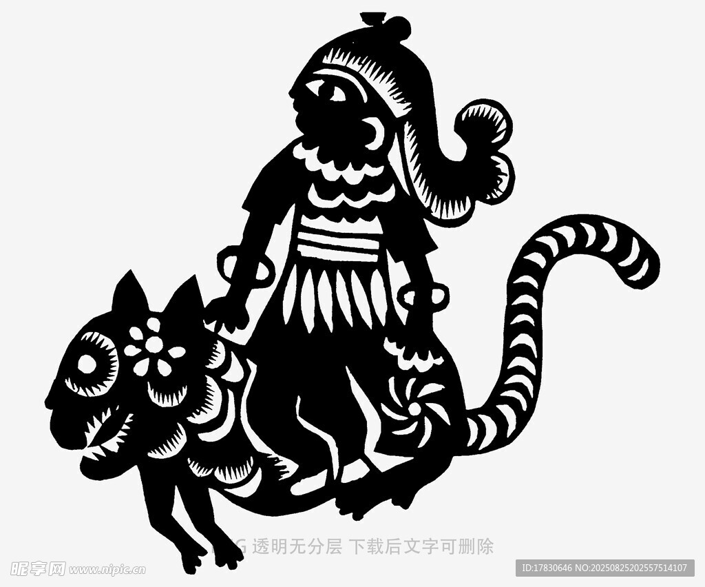 剪纸人物与猫的趣味造型