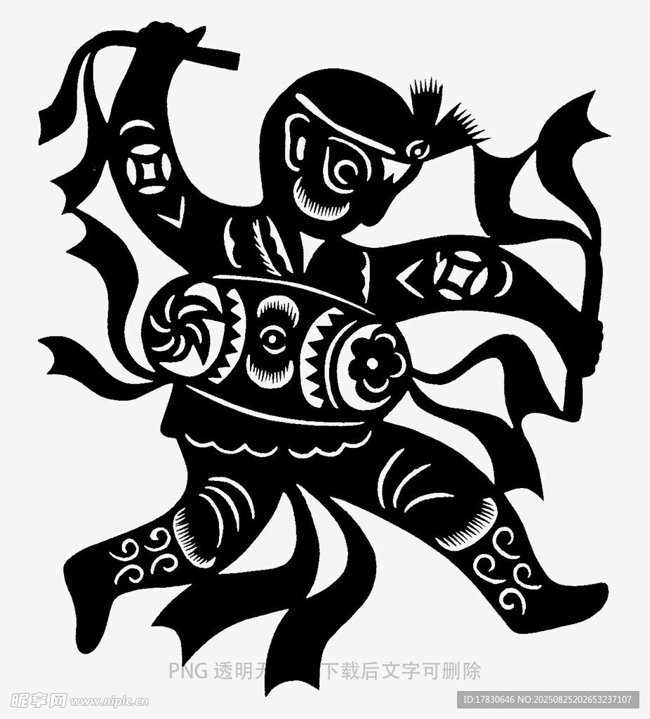 传统剪纸风格的舞蹈人物