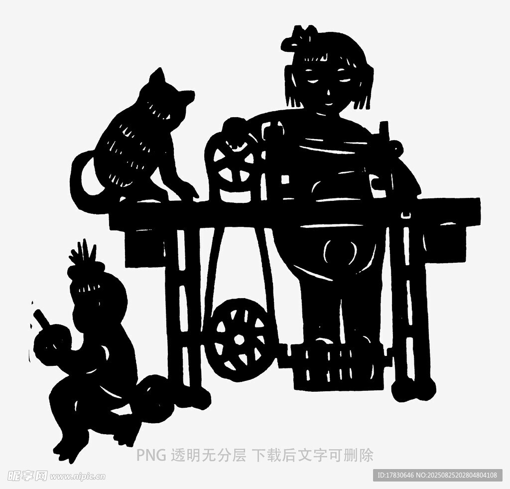 儿童与猫咪的手工创作场景