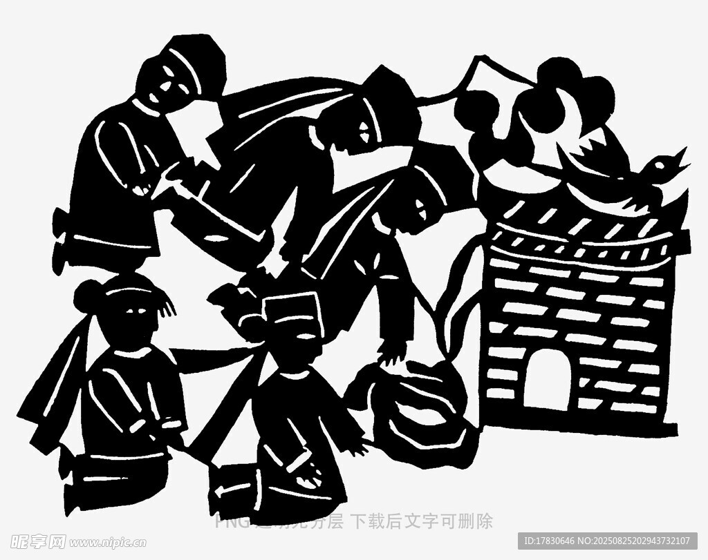 传统劳作场景剪纸艺术