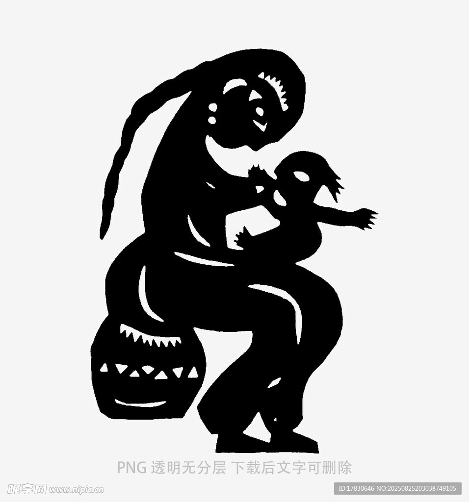 母亲怀抱孩子剪影图案
