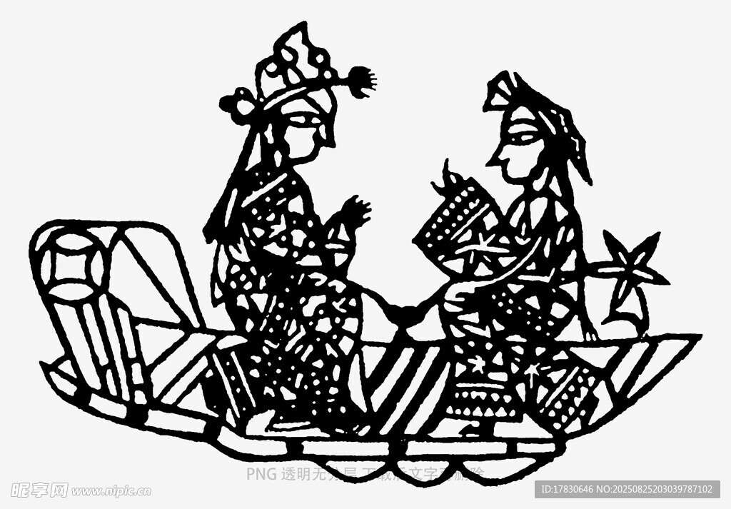 古代人物乘船图