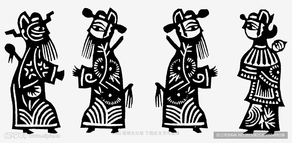 古代人物剪纸艺术形象