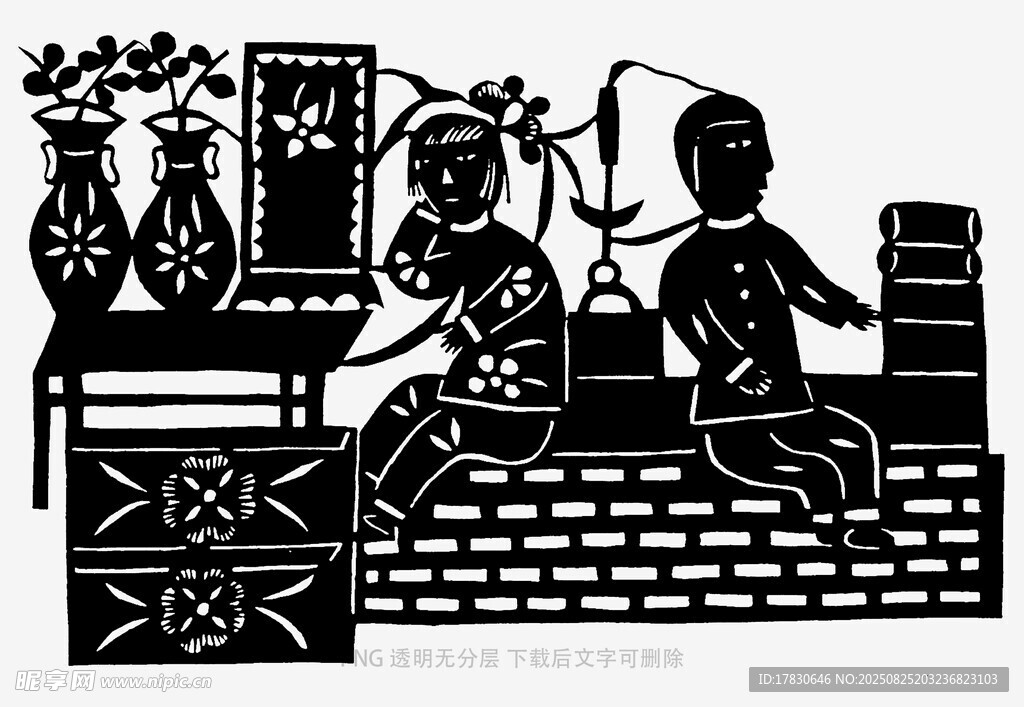传统剪纸中的劳作场景