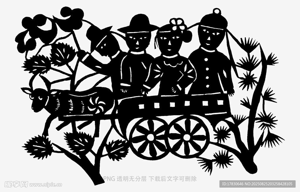 传统剪纸中的童趣场景