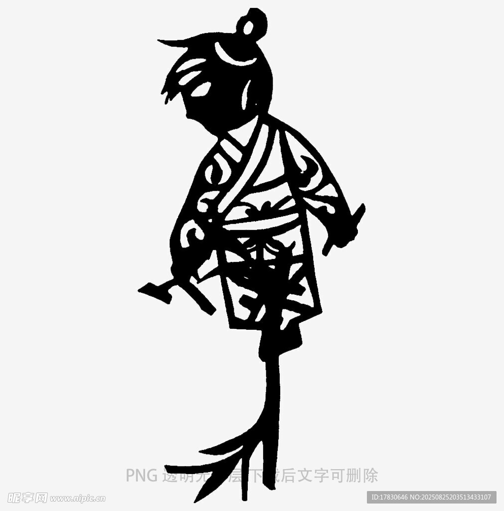 传统剪纸风格的人物造型