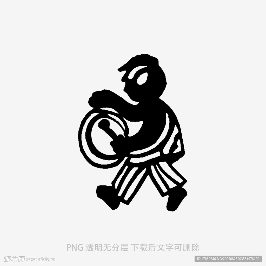 击鼓人物剪影图案