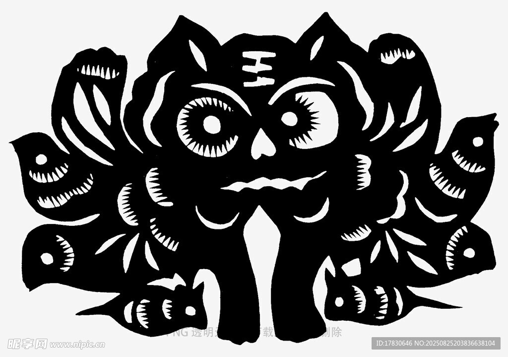 传统黑猫剪纸艺术形象