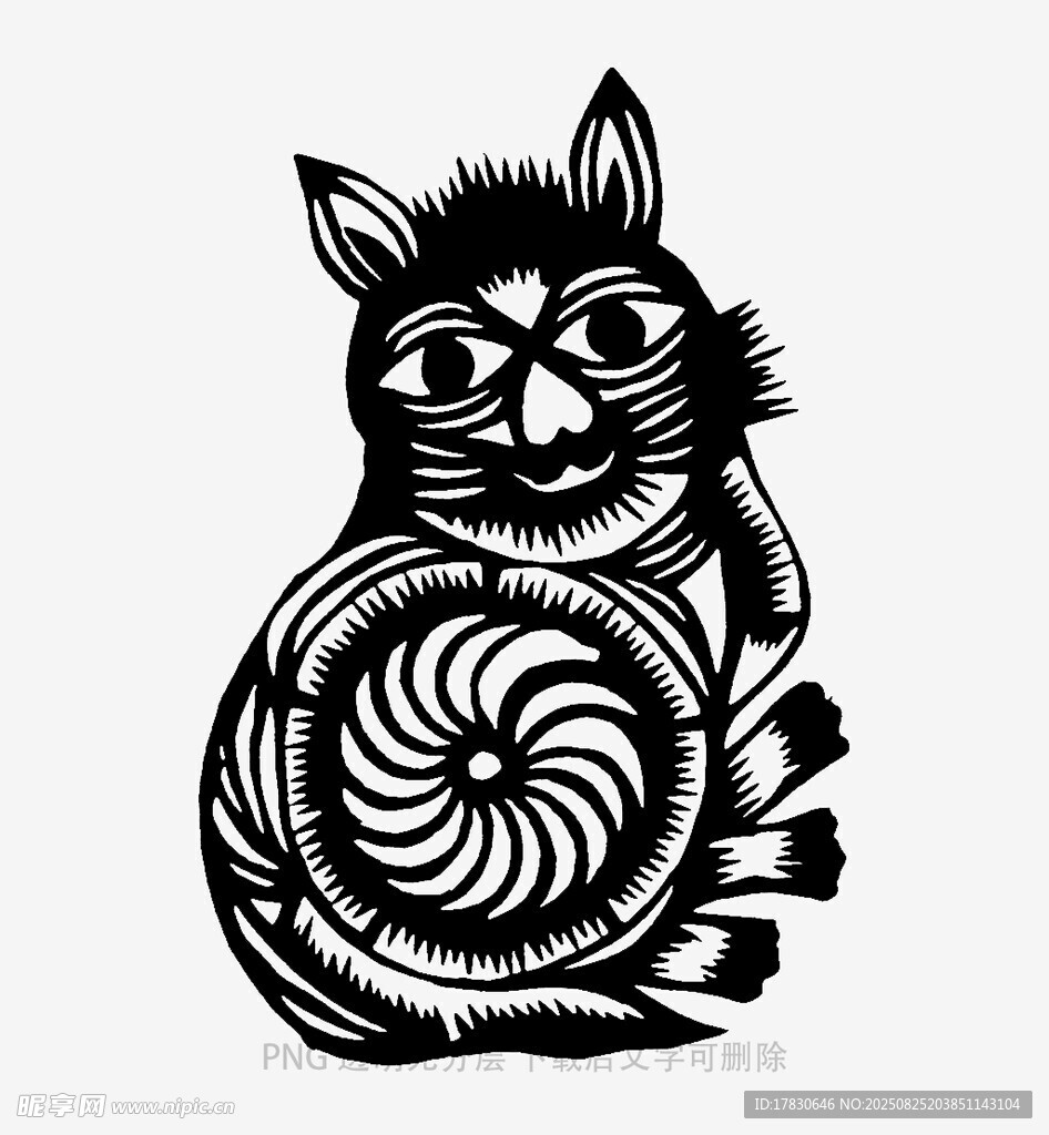 黑白风猫咪图案艺术插画
