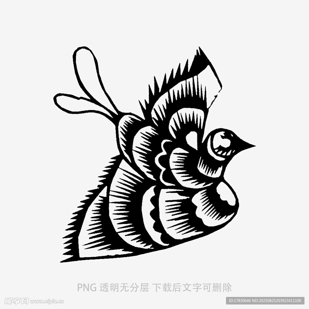 黑白飞鸟图案设计