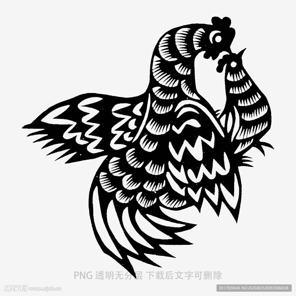 黑白公鸡图案设计