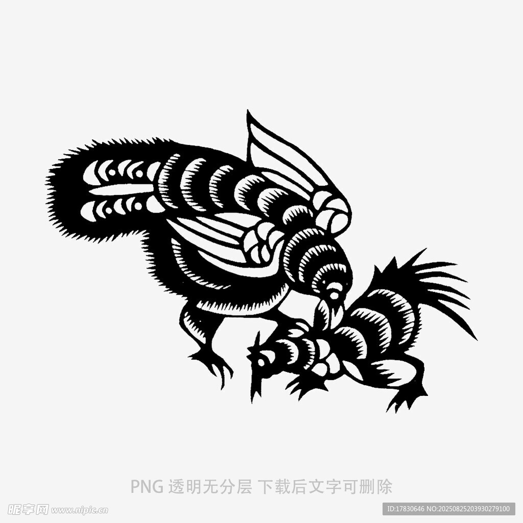 黑白昆虫插画艺术作品