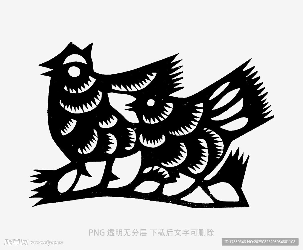 双鸟剪纸图案