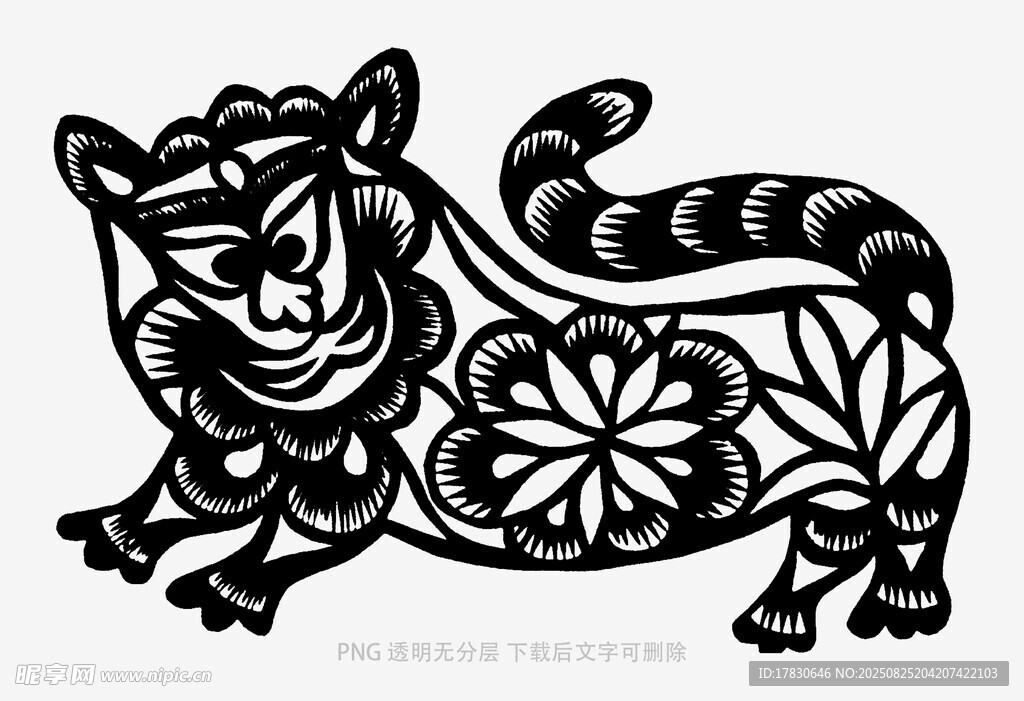传统剪纸黑猫图案