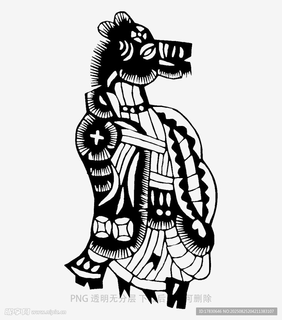 黑白动物装饰艺术插画