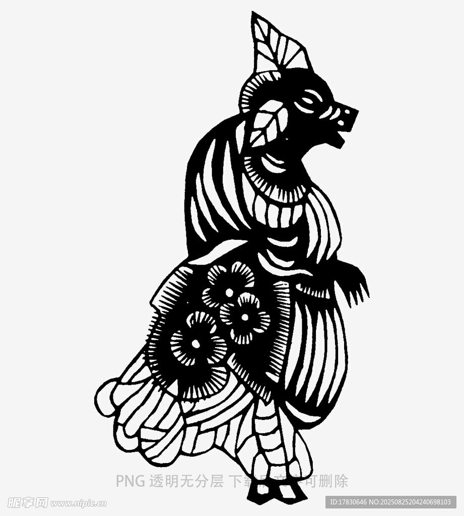 传统剪纸风格的动物形象