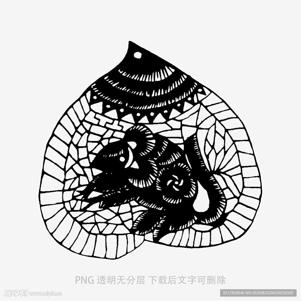 黑白抽象猫咪图案设计