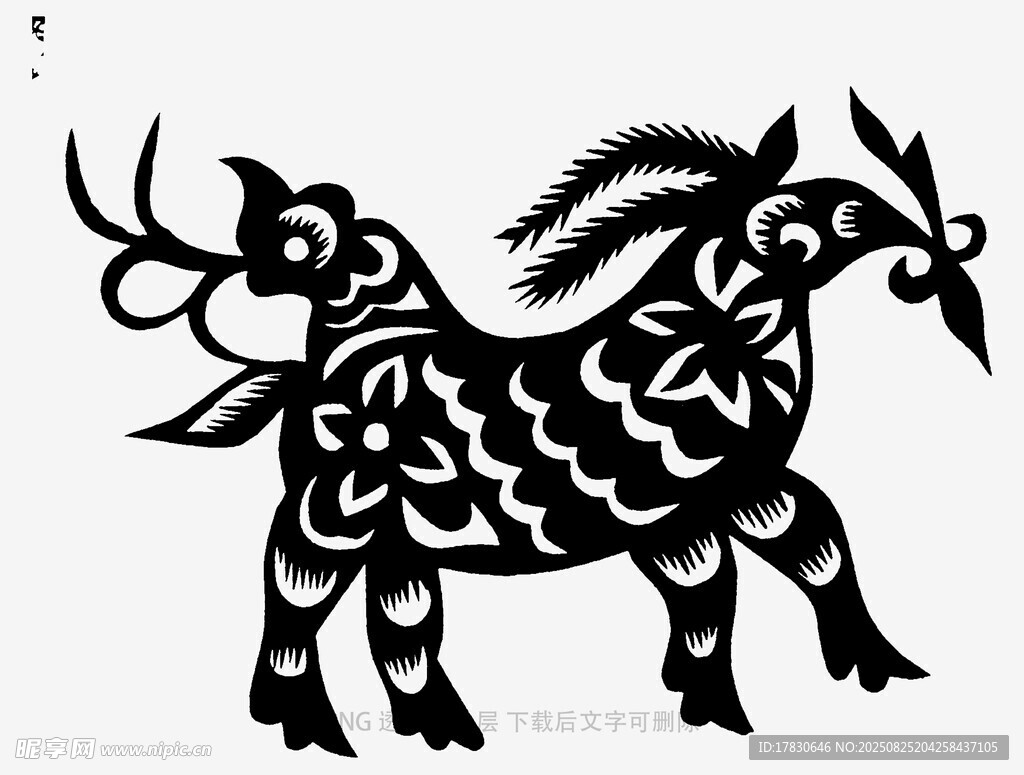 传统剪纸风的精美羊图案