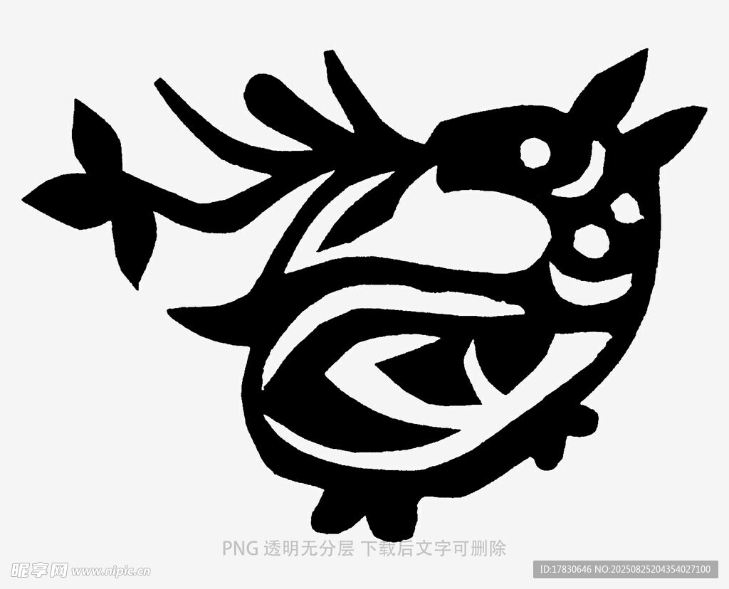 简约黑白鸟形艺术图案