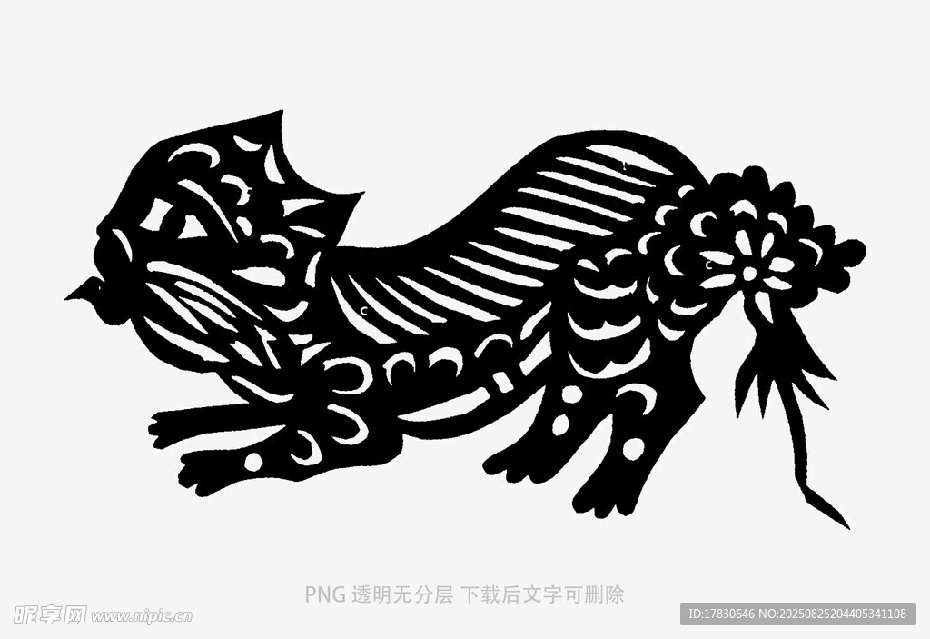 传统剪纸风格的灵动猫形象