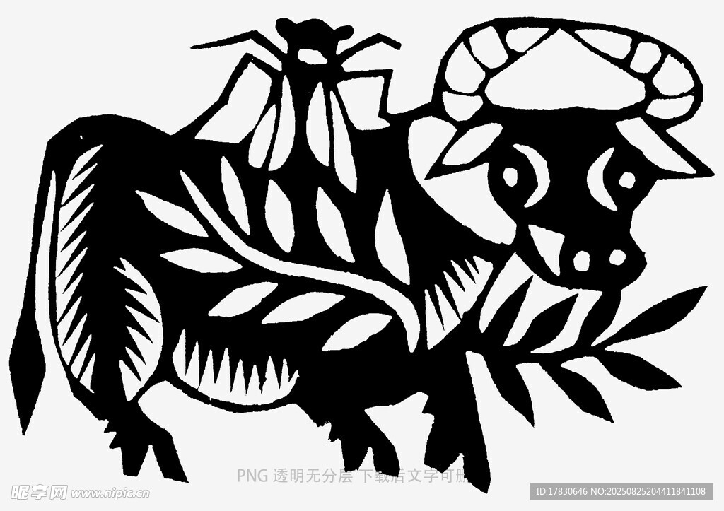 牛与蜂的剪纸艺术图案